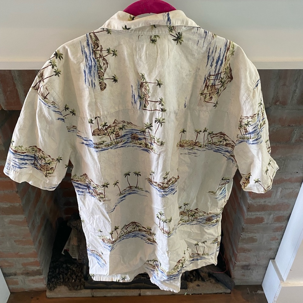 Mens Island Shores Cotton Seascapes Ocean Vacation Tropical Shirt Beach Medium - Picture 4 of 6